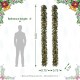 Glitzhome Set of 2 9ft Pre-Lit Greenery Pine Cone Christmas Garland, With Warm White LED Lights with Timer