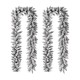 Glitzhome Set of 2 9ft Pre-Lit Snow Flocked Christmas Garland, with Warm White LED Lights  with Timer