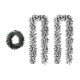 Glitzhome Set of 3 24"D Pre-Lit Snow Flocked Christmas Wreath and Matched 9ft Garland Set with Timer