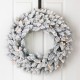 Glitzhome Set of 3 24"D Pre-Lit Snow Flocked Christmas Wreath and Matched 9ft Garland Set with Timer