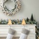 Glitzhome Set of 3 24"D Pre-Lit Snow Flocked Christmas Wreath and Matched 9ft Garland Set with Timer