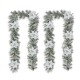 Glitzhome Set of 2 9ft Pre-Lit Snow Flocked Greenery Pine Poinsettia Christmas Garland, with 50 Warm White Lights with Timer