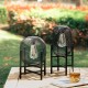 Glitzhome 14.25"H Set of 2 Metal Mesh Black Solar Powered Outdoor Lantern with Stand