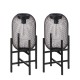Glitzhome 14.25"H Set of 2 Metal Mesh Black Solar Powered Outdoor Lantern with Stand