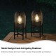 Glitzhome 14.25"H Set of 2 Metal Mesh Black Solar Powered Outdoor Lantern with Stand