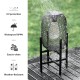Glitzhome 14.25"H Set of 2 Metal Mesh Black Solar Powered Outdoor Lantern with Stand