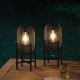 Glitzhome 14.25"H Set of 2 Metal Mesh Black Solar Powered Outdoor Lantern with Stand