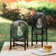Glitzhome Set of 2 11.5"H Metal Mesh Black Solar Powered Outdoor Lantern with Stand