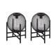 Glitzhome Set of 2 11.5"H Metal Mesh Black Solar Powered Outdoor Lantern with Stand