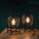 Glitzhome Set of 2 11.5"H Metal Mesh Black Solar Powered Outdoor Lantern with Stand