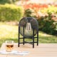 Glitzhome Set of 2 11.5"H Metal Mesh Black Solar Powered Outdoor Lantern with Stand