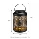 Glitzhome Set of 2 8.75"H Black Metal Cutout Solar Powered Outdoor Hanging Lantern with Edison Bulb