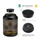 Glitzhome Set of 2 8.75"H Black Metal Cutout Solar Powered Outdoor Hanging Lantern with Edison Bulb