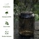 Glitzhome Set of 2 8.75"H Black Metal Cutout Solar Powered Outdoor Hanging Lantern with Edison Bulb