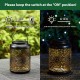 Glitzhome Set of 2 8.75"H Black Metal Cutout Solar Powered Outdoor Hanging Lantern with Edison Bulb