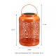 Glitzhome Set of 2 8.75"H Orange Metal Cutout Solar Powered Outdoor Hanging Lantern with Edison Bulb