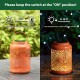 Glitzhome Set of 2 8.75"H Orange Metal Cutout Solar Powered Outdoor Hanging Lantern with Edison Bulb