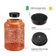 Glitzhome Set of 2 8.75"H Orange Metal Cutout Solar Powered Outdoor Hanging Lantern with Edison Bulb