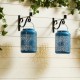Glitzhome Set of 2 8.75"H Blue Metal Cutout Solar Powered Outdoor Hanging Lantern with Edison Bulb