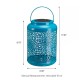 Glitzhome Set of 2 8.75"H Blue Metal Cutout Solar Powered Outdoor Hanging Lantern with Edison Bulb