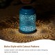 Glitzhome Set of 2 8.75"H Blue Metal Cutout Solar Powered Outdoor Hanging Lantern with Edison Bulb