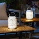 Glitzhome Set of 2 8.75"H White Metal Cutout Solar Powered Outdoor Hanging Lantern with Edison Bulb