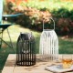Glitzhome Set of 2 9.75 Metal Woven Black Solar Powered Outdoor Hanging Lantern