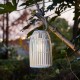 Glitzhome Set of 2 9.75 Metal Woven White Solar Powered  Outdoor Hanging Lantern