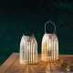Glitzhome Set of 2 9.75 Metal Woven White Solar Powered  Outdoor Hanging Lantern