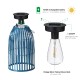 Glitzhome Set of 2 9.75 Metal Woven Blue Solar Powered Outdoor Hanging Lantern