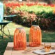 Glitzhome Set of 2 9.75 Metal Woven Orange Solar Powered  Outdoor Hanging Lantern