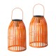 Glitzhome Set of 2 9.75 Metal Woven Orange Solar Powered  Outdoor Hanging Lantern