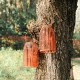 Glitzhome Set of 2 9.75 Metal Woven Orange Solar Powered  Outdoor Hanging Lantern