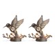 Glitzhome 9.75"H Set of 2 Black and Gold Metal Cutout Flying Hummingbird Silhouette Solar Powered Edison Bulb Outdoor Lantern