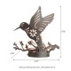Glitzhome 9.75"H Set of 2 Black and Gold Metal Cutout Flying Hummingbird Silhouette Solar Powered Edison Bulb Outdoor Lantern