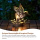 Glitzhome 9.75"H Set of 2 Black and Gold Metal Cutout Flying Hummingbird Silhouette Solar Powered Edison Bulb Outdoor Lantern
