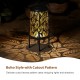 Glitzhome 14.25"H Set of 2 Black and Gold Metal Cutout Leaves Pattern Solar Powered LED Outdoor Lantern with Stand