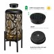 Glitzhome 14.25"H Set of 2 Black and Gold Metal Cutout Leaves Pattern Solar Powered LED Outdoor Lantern with Stand
