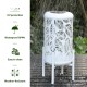 Glitzhome 14.25"H Set of 2 White Metal Cutout Leaves Pattern Solar Powered LED Outdoor Lantern with Stand