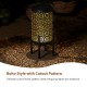 Glitzhome 14.25"H Set of 2 Black and Gold Metal Cutout Flower Pattern Solar Powered LED Outdoor Lantern with Stand