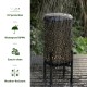 Glitzhome 14.25"H Set of 2 Black and Gold Metal Cutout Flower Pattern Solar Powered LED Outdoor Lantern with Stand