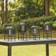 Glitzhome 14.25"H Set of 2 Slim-shaped Black Metal Stripes Solar Powered Edison Bulb Slim Outdoor Lantern with Stand