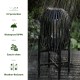 Glitzhome 14.25"H Set of 2 Slim-shaped Black Metal Stripes Solar Powered Edison Bulb Slim Outdoor Lantern with Stand