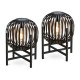 Glitzhome 11.50"H Set of 2 Black Metal Stripes Solar Powered Edison Bulb Outdoor Lantern with Stand