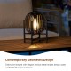 Glitzhome 11.50"H Set of 2 Black Metal Stripes Solar Powered Edison Bulb Outdoor Lantern with Stand