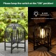 Glitzhome 11.50"H Set of 2 Black Metal Stripes Solar Powered Edison Bulb Outdoor Lantern with Stand