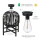 Glitzhome 11.50"H Set of 2 Black Metal Stripes Solar Powered Edison Bulb Outdoor Lantern with Stand