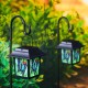 Glitzhome 30"H Set of 2 Solar Powered Butterfly Scene Pattern Garden Lamp or Pathway Light with Ground Stake (KD)