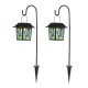 Glitzhome 30"H Set of 2 Solar Powered Butterfly Scene Pattern Garden Lamp or Pathway Light with Ground Stake (KD)