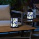 Glitzhome 11"H Set of 2 Stylish Textured Glass with Butterfly and Flower Pattern Solar Powered Hanging Lantern (KD)